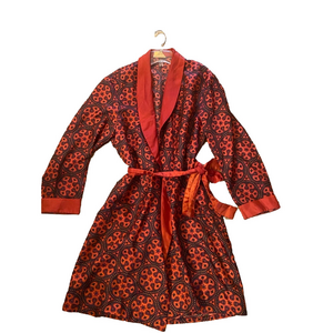 Vtg 1950s Tootal smoking jacket, 100% Triacetate bathrobe dressing gown SZ M